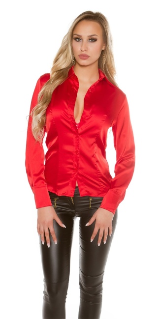 satijnlook blouse rood